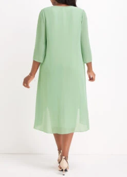 Light Green Embroidery Two Piece Suit Dress And Cardigan -Modlily Shop 333218 P 1693447462346