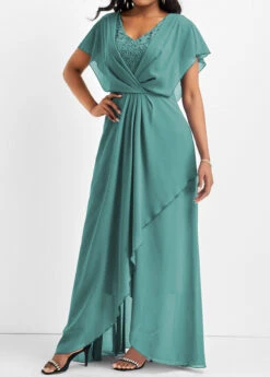 Mint Green Lace Short Sleeve Maxi Dress 12 Mint Green Lace Short Sleeve Maxi Dress -Modlily Shop 333269 P 16832653922224