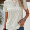 Beige Lightweight Short Sleeve Round Neck T Shirt -Modlily Shop 333375 P 16854384128510