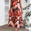 Orange Plants Print Sleeveless Shift Dress -Modlily Shop 333589 P 16866558900780