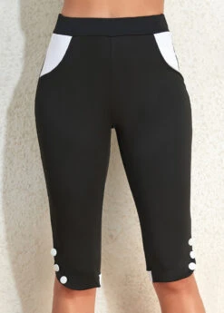 Black High Waisted Capri Elastic Waist Leggings 13 Black High Waisted Capri Elastic Waist Leggings -Modlily Shop 333743 P 16850913687505