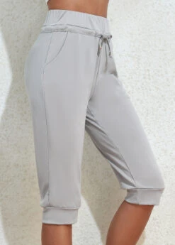 Grey Pocket Drawastring High Waisted Jogger Pants 12 Grey Pocket Drawastring High Waisted Jogger Pants -Modlily Shop 333744 P 16850914160484
