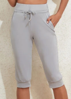 Grey Pocket Drawastring High Waisted Jogger Pants 10 Grey Pocket Drawastring High Waisted Jogger Pants -Modlily Shop 333744 P 16850914162582