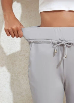 Grey Pocket Drawastring High Waisted Jogger Pants 11 Grey Pocket Drawastring High Waisted Jogger Pants -Modlily Shop 333744 P 16850914166203