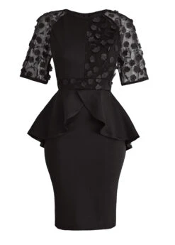 Black Patchwork Half Sleeve Round Neck Bodycon Dress 12 Black Patchwork Half Sleeve Round Neck Bodycon Dress -Modlily Shop 333945 P 16940844152564