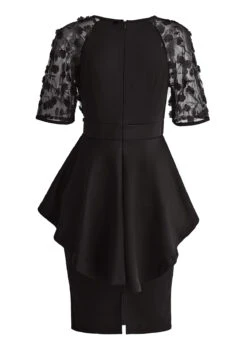 Black Patchwork Half Sleeve Round Neck Bodycon Dress 13 Black Patchwork Half Sleeve Round Neck Bodycon Dress -Modlily Shop 333945 P 16940844158915