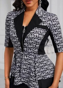 Black Fake 2in1 Plaid Half Sleeve Dress -Modlily Shop 334078 P 16873151331475