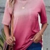 Pink Pocket Ombre Short Sleeve T Shirt