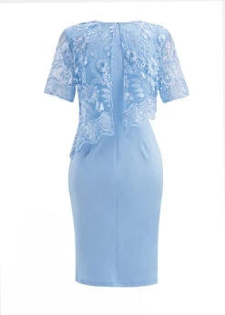 Sky Blue Lace Half Sleeve Bodycon Dress -Modlily Shop 334272 P 16941410084825