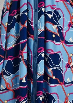 Denim Blue Button Chain Print Maxi Dress 13 Denim Blue Button Chain Print Maxi Dress -Modlily Shop 334354 P 16855012985825