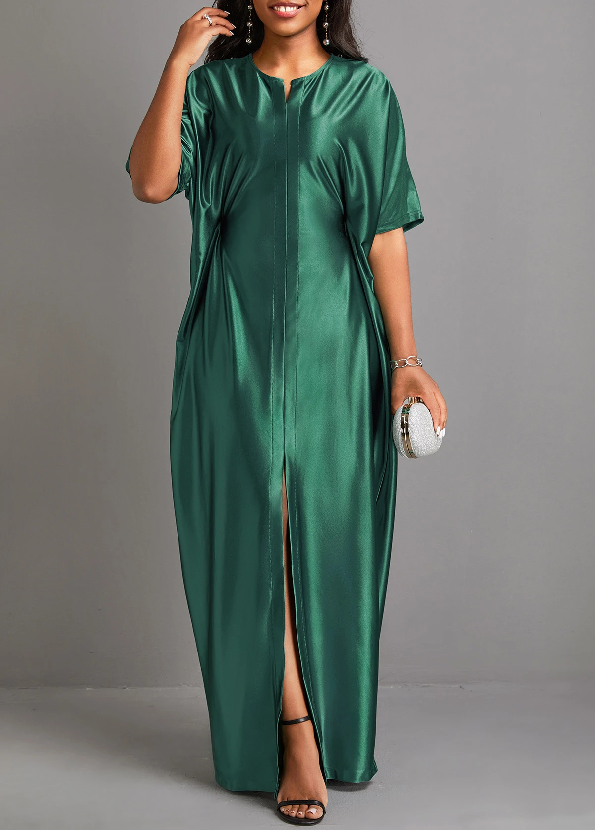 Green Split Half Sleeve Shift Dress 6 Green Split Half Sleeve Shift Dress - Image 4