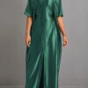 Green Split Half Sleeve Shift Dress