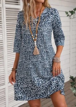 Navy Lightweight Ditsy Floral Print Dress 11 Navy Lightweight Ditsy Floral Print Dress -Modlily Shop 334515 P 16867421932063