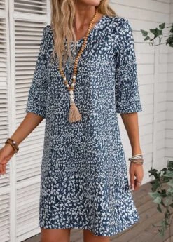 Navy Lightweight Ditsy Floral Print Dress 10 Navy Lightweight Ditsy Floral Print Dress -Modlily Shop 334515 P 16867421933332