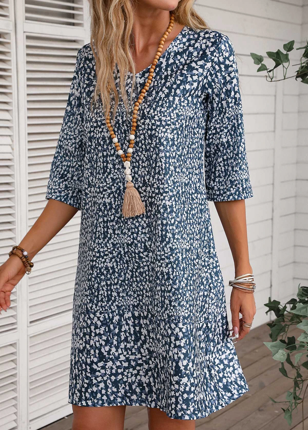 Navy Lightweight Ditsy Floral Print Dress 5 Navy Lightweight Ditsy Floral Print Dress - Image 3