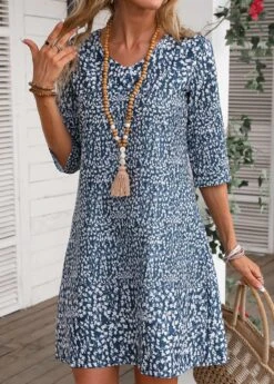 Navy Lightweight Ditsy Floral Print Dress 12 Navy Lightweight Ditsy Floral Print Dress -Modlily Shop 334515 P 16867421934514