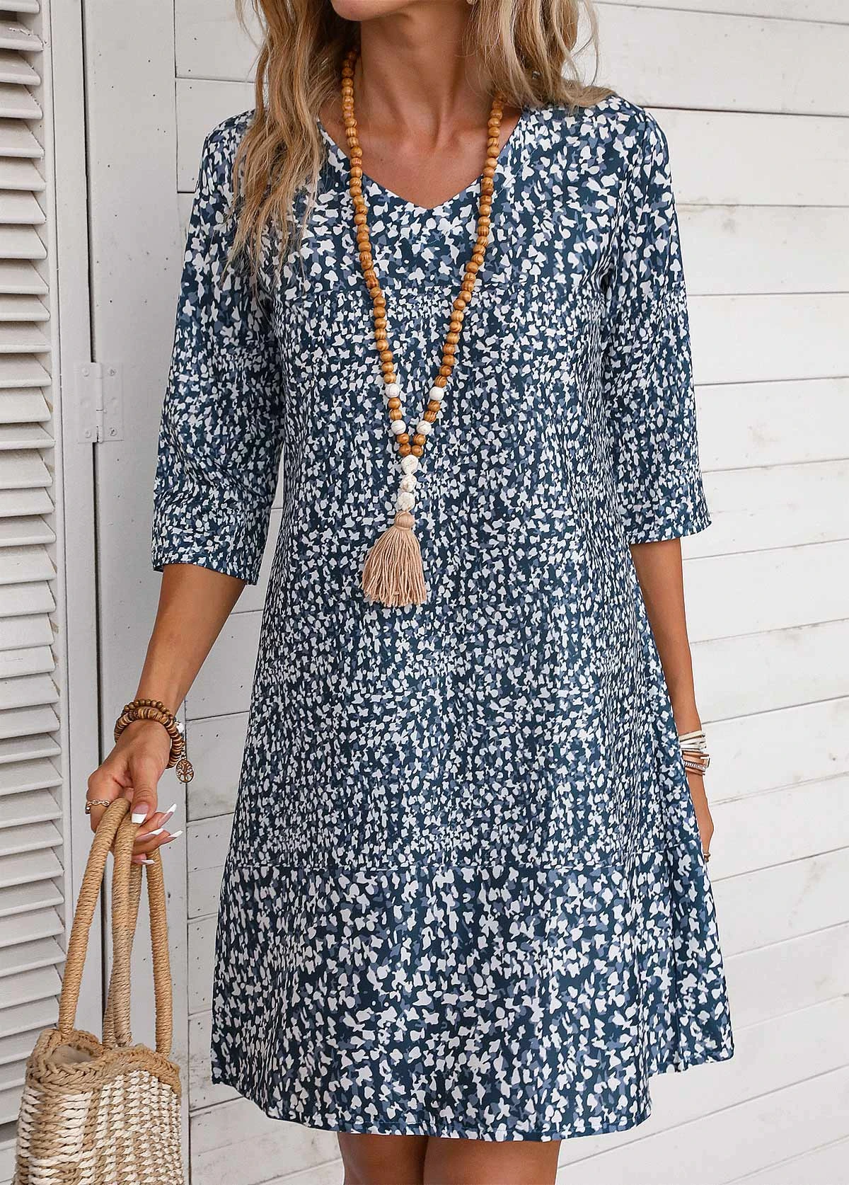 Navy Lightweight Ditsy Floral Print Dress 8 Navy Lightweight Ditsy Floral Print Dress - Image 6