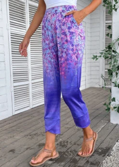 Multi Color Pocket Ditsy Floral Print Jogger Pants -Modlily Shop 334573 P 16876920580822