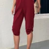 Wine Red Pocket Jogger Elastic Waist Pants -Modlily Shop 334705 P 16848397530660