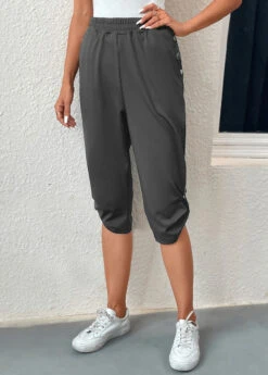 Dark Grey Pocket Jogger Elastic Waist Pants -Modlily Shop 334706 P 16848397553073