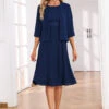 Navy Two Piece Dress And Cardigan -Modlily Shop 334727 P 16878522263790