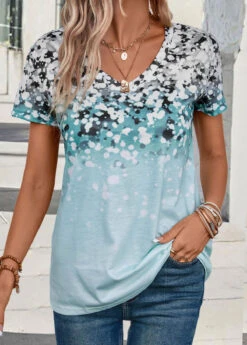 Light Blue Lightweight Polka Dot T Shirt