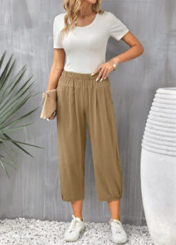 Light Coffee Pocket High Waisted Pants -Modlily Shop 335002 P 16850968466734