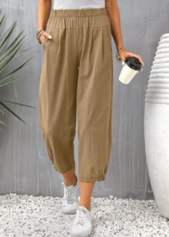 Light Coffee Pocket High Waisted Pants -Modlily Shop 335002 P 16850968467353