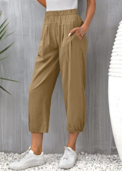 Light Coffee Pocket High Waisted Pants -Modlily Shop 335002 P 16850968467792