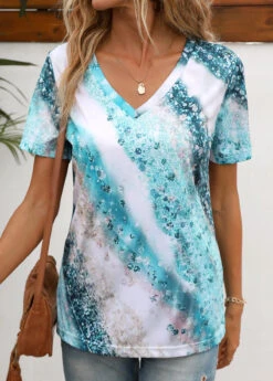 Multi Color Ombre Short Sleeve T Shirt