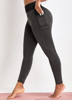 Black Pocket Skinny Elastic Waist High Waisted Pants