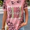 Pink Patchwork Leopard Short Sleeve T Shirt -Modlily Shop 335099 P 1685347048488