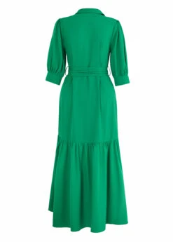 Green Button High Low Belted Mermaid Dress -Modlily Shop 335131 P 16940803779056