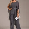 Grey Ruffle Long Round Neck Jumpsuit -Modlily Shop 335146 P 16950113869450