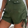 Olive Green Pocket Regular Button Fly Shorts -Modlily Shop 335272 P 16867421897862