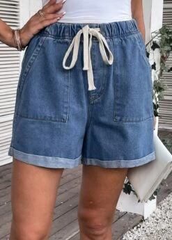 Pocket High Waisted Drawastring Denim Shorts 11 Pocket High Waisted Drawastring Denim Shorts -Modlily Shop 335276 P 16872233962374
