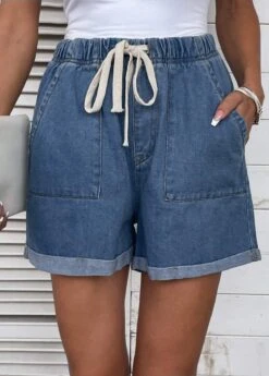 Pocket High Waisted Drawastring Denim Shorts 10 Pocket High Waisted Drawastring Denim Shorts -Modlily Shop 335276 P 16872233969803