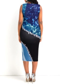 Multi Color Wave Pattern Print Sleeveless Bodycon Dress 7 Multi Color Wave Pattern Print Sleeveless Bodycon Dress -Modlily Shop 335655 P 16877608233301