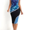 Multi Color Wave Pattern Print Sleeveless Bodycon Dress -Modlily Shop 335655 P 16877608239860