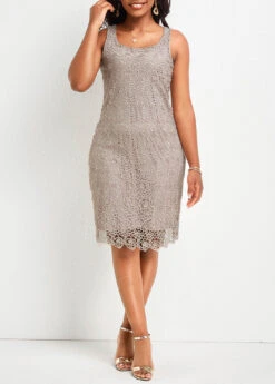 Skin Color Two Piece Dress And Cardigan 9 Skin Color Two Piece Dress And Cardigan -Modlily Shop 335657 P 16873427252421