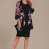 Embroidery Black Two Piece Shift Dress And Cardigan -Modlily Shop 335835 P 16901959202170