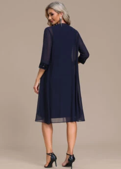 Navy Lace Sequin Shift Dress And Cardigan -Modlily Shop 335838 P 16950045509611
