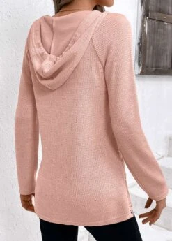 Light Pink Patchwork Long Sleeve Hoodie -Modlily Shop 336121 P 16969377924381