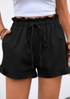 Black Drawstring Regular Elastic Waist High Waisted Shorts 11 Black Drawstring Regular Elastic Waist High Waisted Shorts -Modlily Shop 336225 P 16866206092504