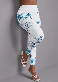 White Ink Painting Print High Waisted Leggings -Modlily Shop 336659 P 16967559973322