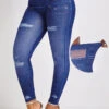 Denim Blue High Waisted Ankle Length Leggings -Modlily Shop 336660 P 16883788467590