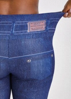 Denim Blue High Waisted Ankle Length Leggings -Modlily Shop 336660 P 16883788468985