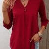 Wine Red Lightweight Circular Ring T Shirt