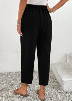 Black Ruched Jogger Elastic Waist High Waisted Pants -Modlily Shop 336704 P 16899448969611