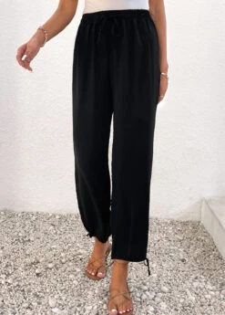 Black Lightweight Jogger Elastic Waist High Waisted Pants -Modlily Shop 336748 P 16896776532164